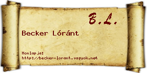 Becker Lóránt névjegykártya